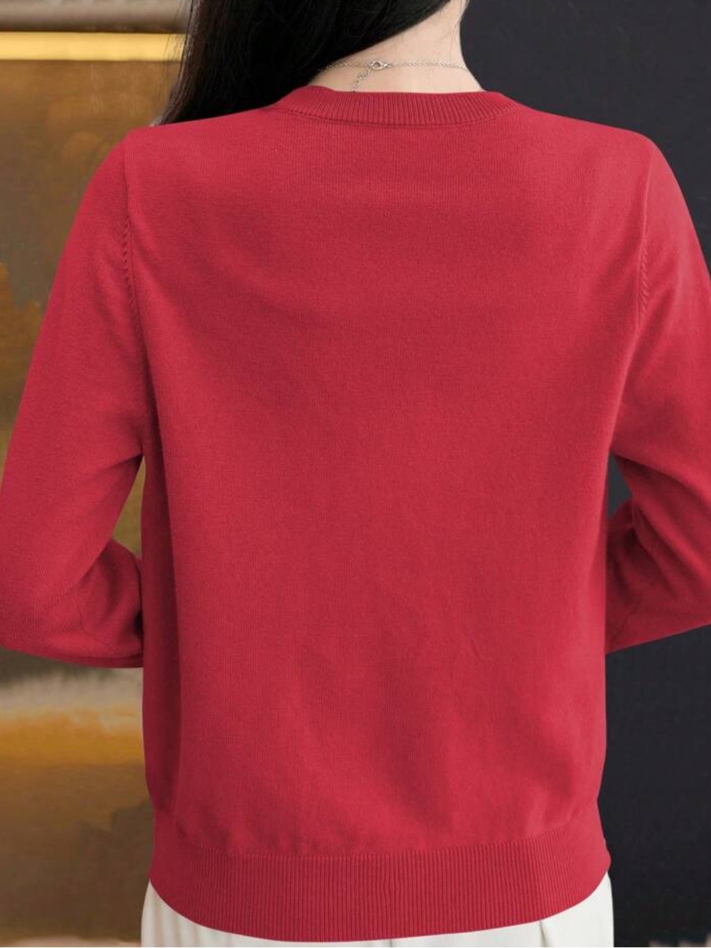 Red Button-Front Cardigan - Picture 4 of 6
